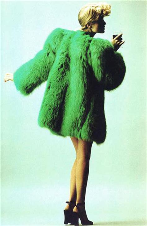 Yves Saint Laurent Green Fur Coats for Women 